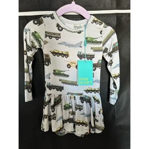 Posh peanut cash twirl 6-12m long sleeve dress military army Air Force
